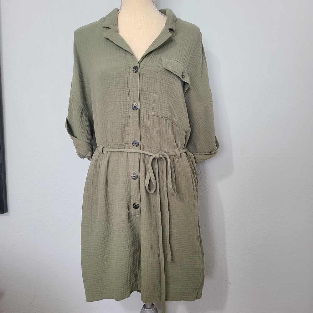 Madewell Plus Lightspun Belted Safari Romper‎ Size XL NWT